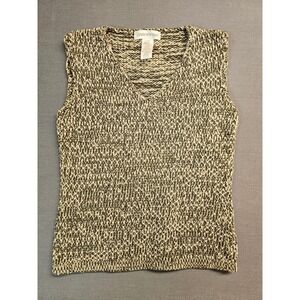 Jones New York Knit Sleeveless V Neck Sweater Vest Women L G